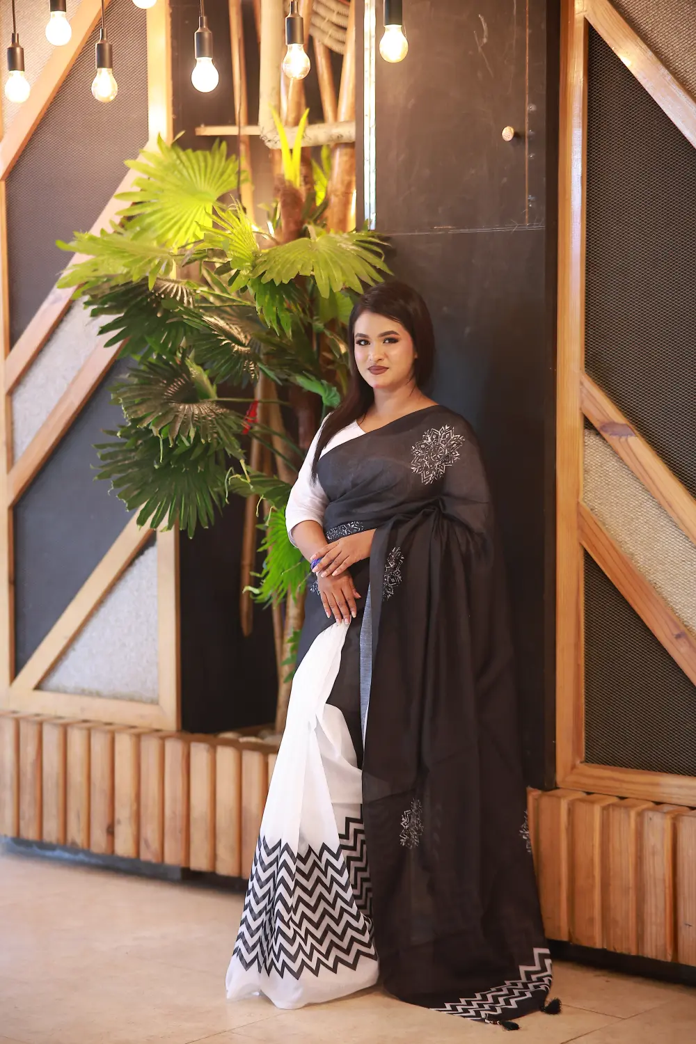 Traditional Chanderi  Silk Black Saree