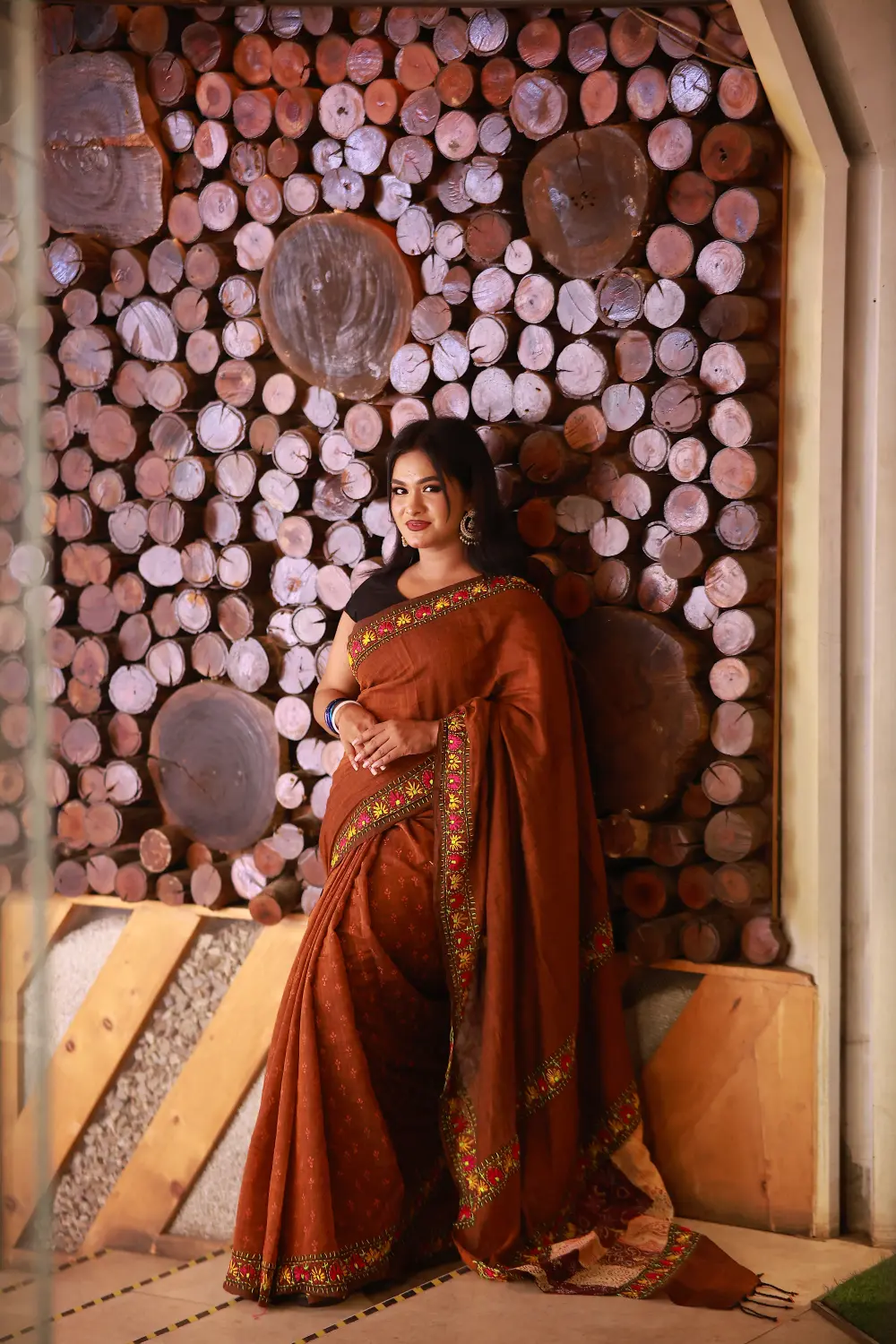 Rusty Red Cotton Saree