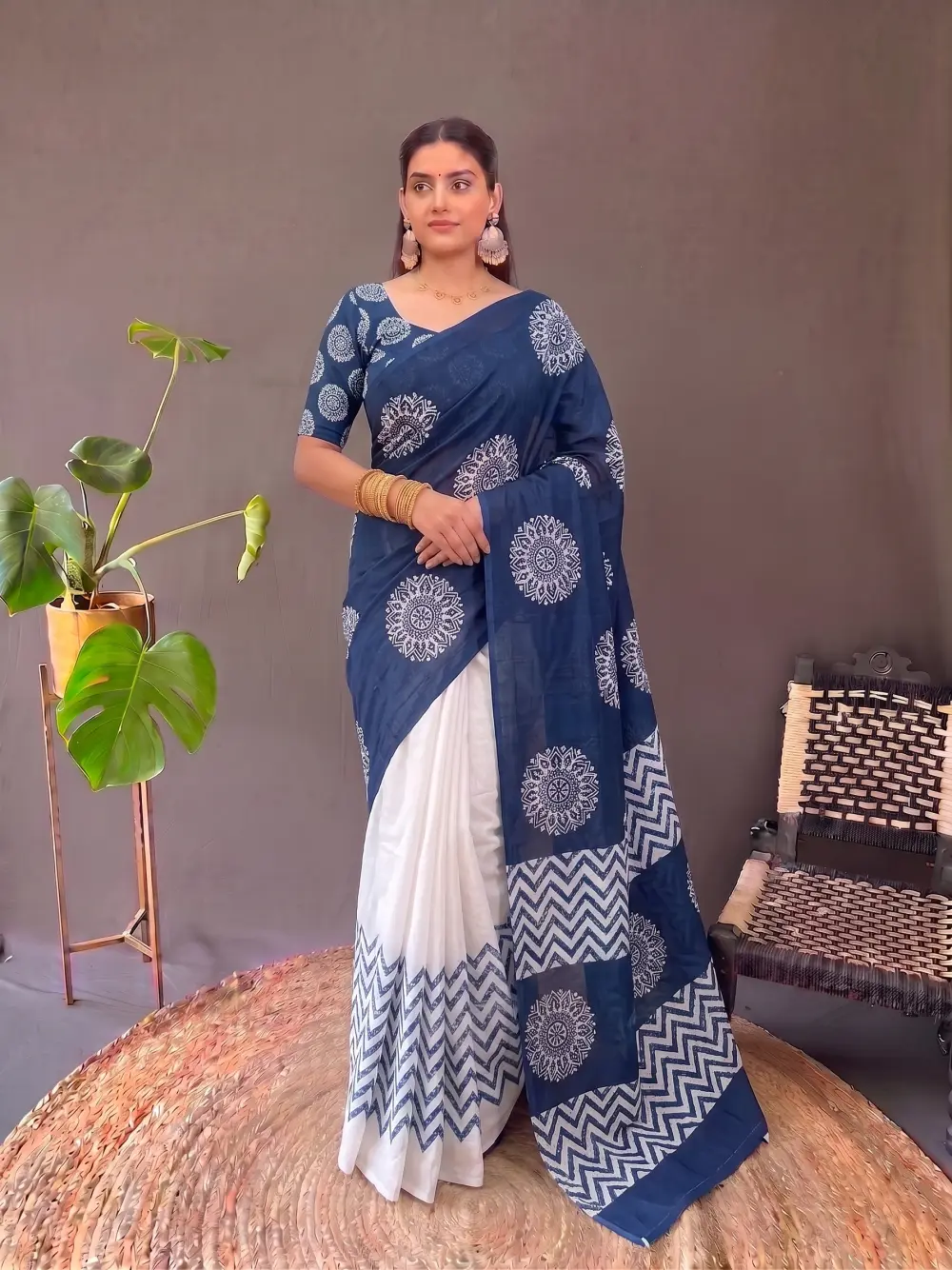 Traditional Blue Chadni Silk