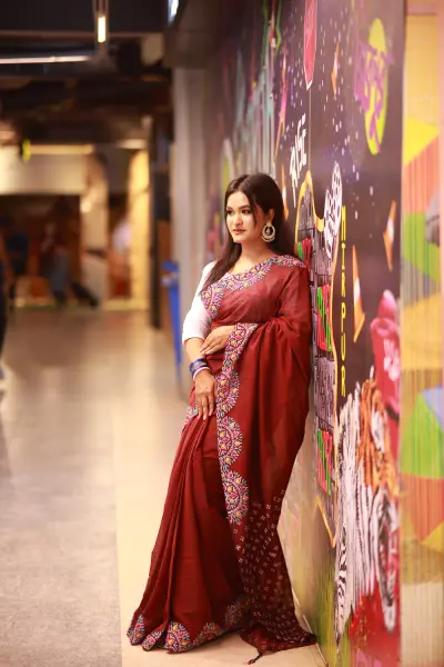 Maroon Cotton Saree